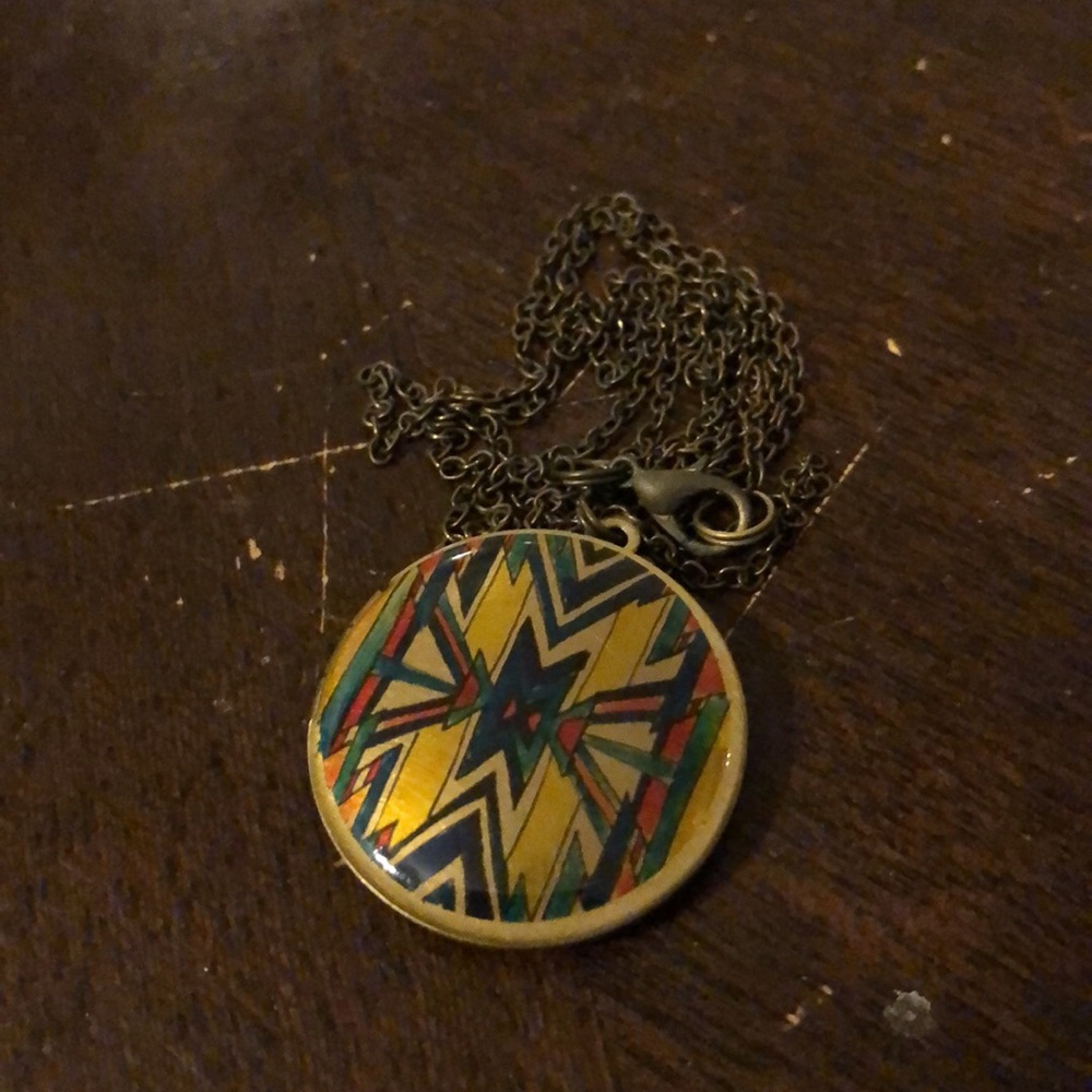 Handmade locket with geometric print